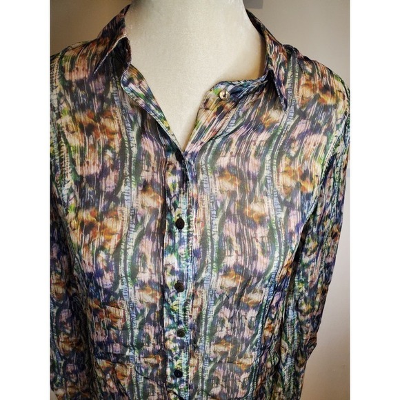 Theysken's Theory Silk semi sheer Button down Shirt Petite - Picture 2 of 8